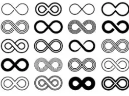 A grid of infinity-symbol explorations from the identity process