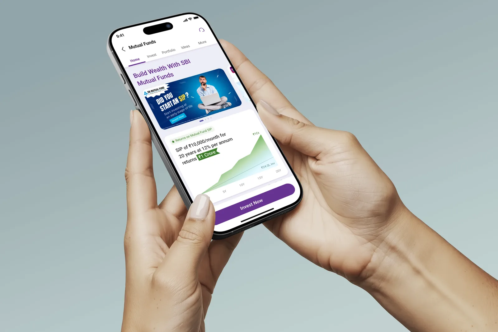 YONO 2.0 app — mutual funds and SIP journeys