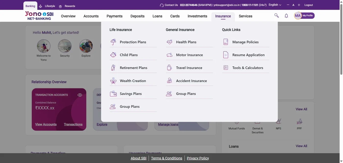 Consolidated insurance navigation spanning life and general insurance